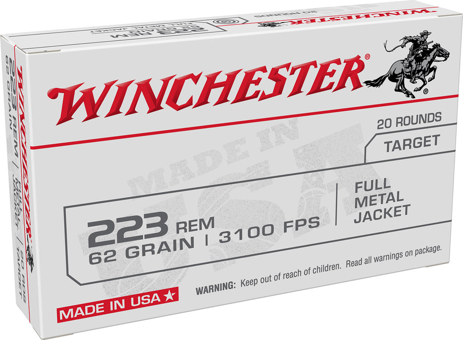 Winchester Ammo W223FMJ62 USA  223Rem 62gr Full Metal Jacket 20 Per Box/50 Case