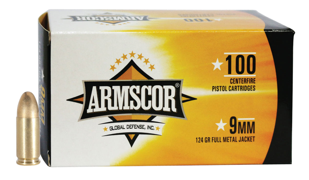 Armscor 50445 Precision Value Pack 9mm Luger 124 gr Full Metal Jacket (FMJ) 100 Per Box/12 Cs