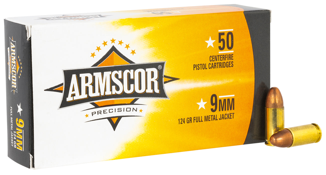 Armscor 50041 Precision  9mm Luger 124 gr 1092 fps Full Metal Jacket (FMJ) 50 Bx/20 Cs