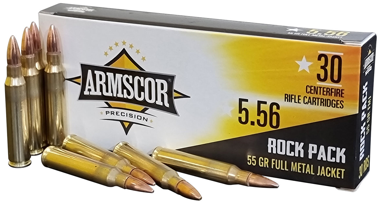 Armscor 50113 Precision Rock Pack 5.56x45mm NATO 55 gr, Full Metal Jacket (FMJ), 30 Per Box/10 Cs