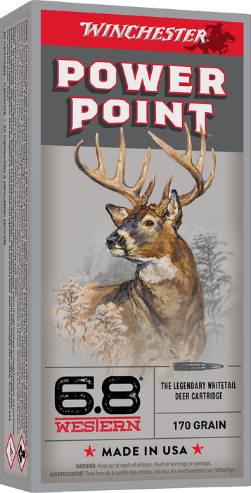 Winchester Ammo X68W1 Power-Point  6.8Western 170gr 20 Per Box/10 Case