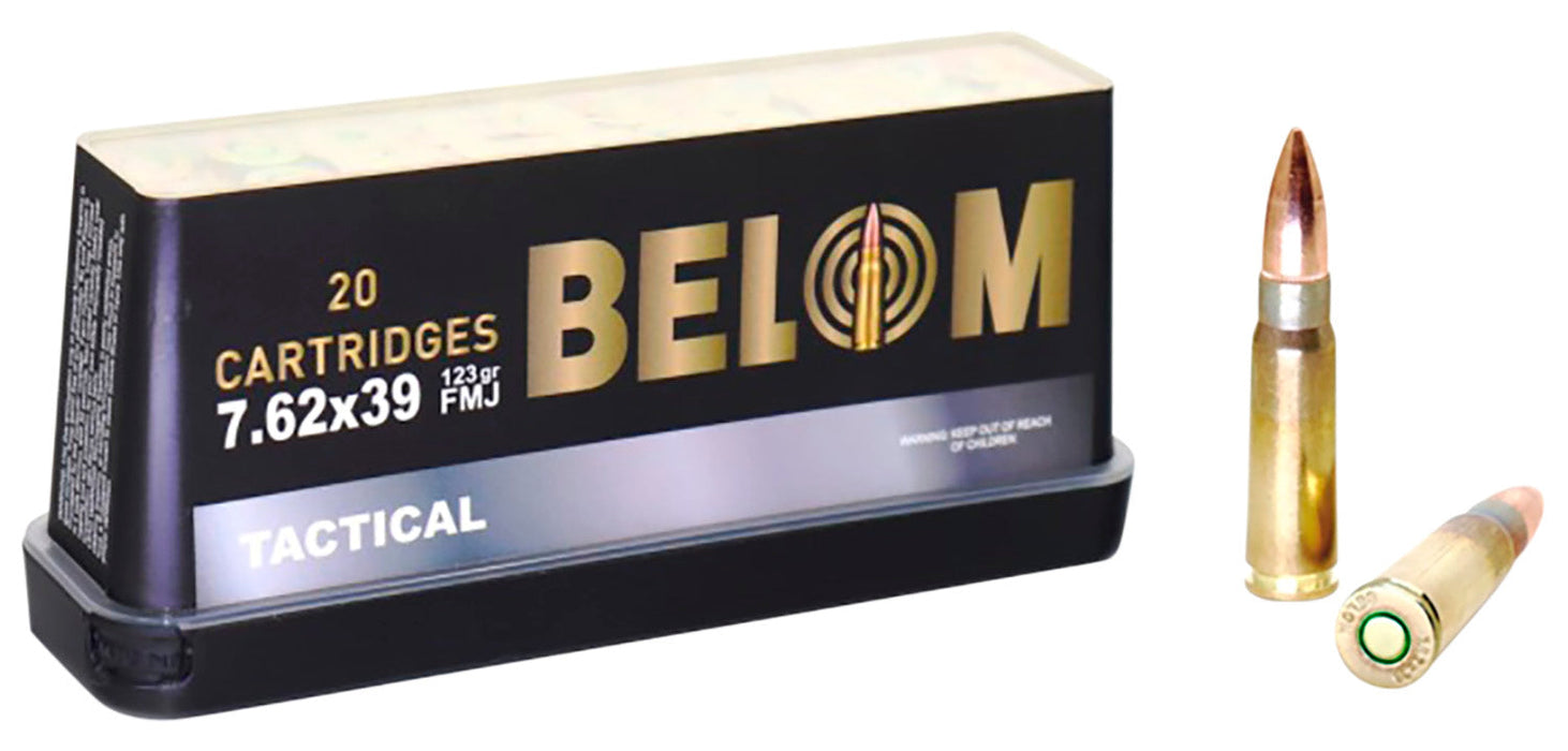 BELOM Ammo BELOM762 Tactical  7.62x39mm 123 gr Full Metal Jacket (FMJ) 20 Per Box/24 Cs