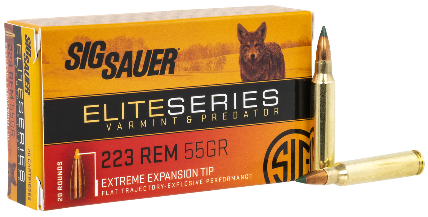 Sig Sauer E223V220 Elite Hunting Varmint & Predator 223 Rem 55 gr 3340 fps Extreme Expansion Tip (EET) 20 Bx/10 Cs