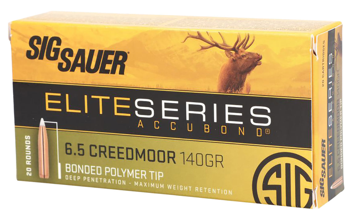 Sig Sauer E65CMAB14020 Elite Hunting  6.5 Creedmoor 140 gr 2650 fps Nosler AccuBond 20 Bx/10 Cs