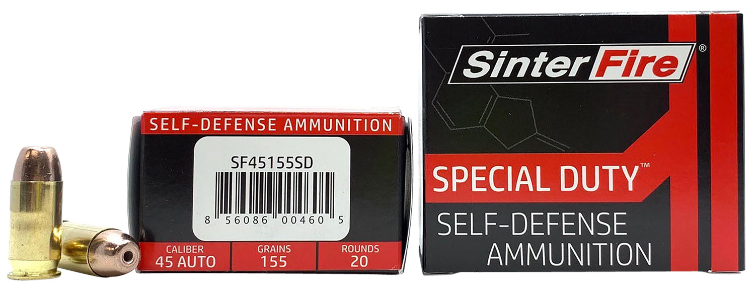 SinterFire Inc SF45155SD Special Duty (SD)  45 ACP 155 gr Lead Free Frangible Hollow Point 20 Bx/10 Cs