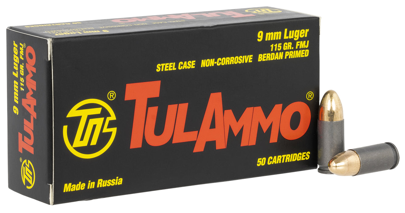 Tula Ammo by Ammo Inc TA919150 Centerfire Handgun  9mm Luger 115 gr Full Metal Jacket (FMJ) 50 Per Box/20 Cs