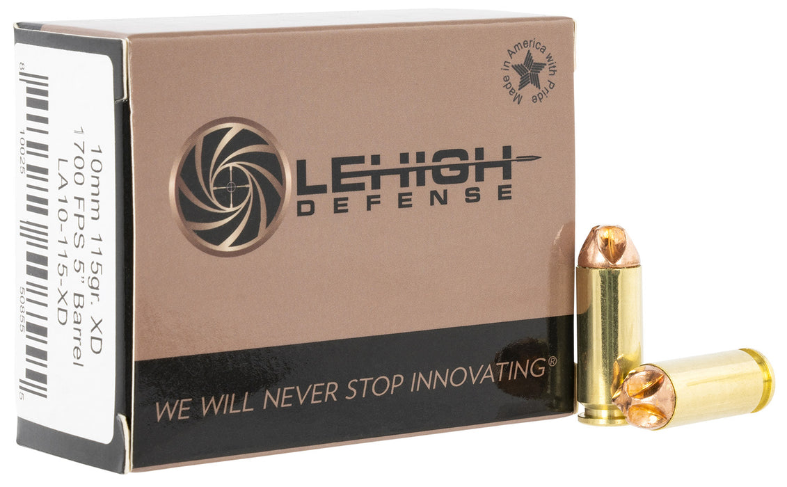 Lehigh Defense LA10115XD Xtreme Defense  10mm Auto 115 gr 1700 fps Lehigh Defense XD FMT 20 Bx/10 Cs