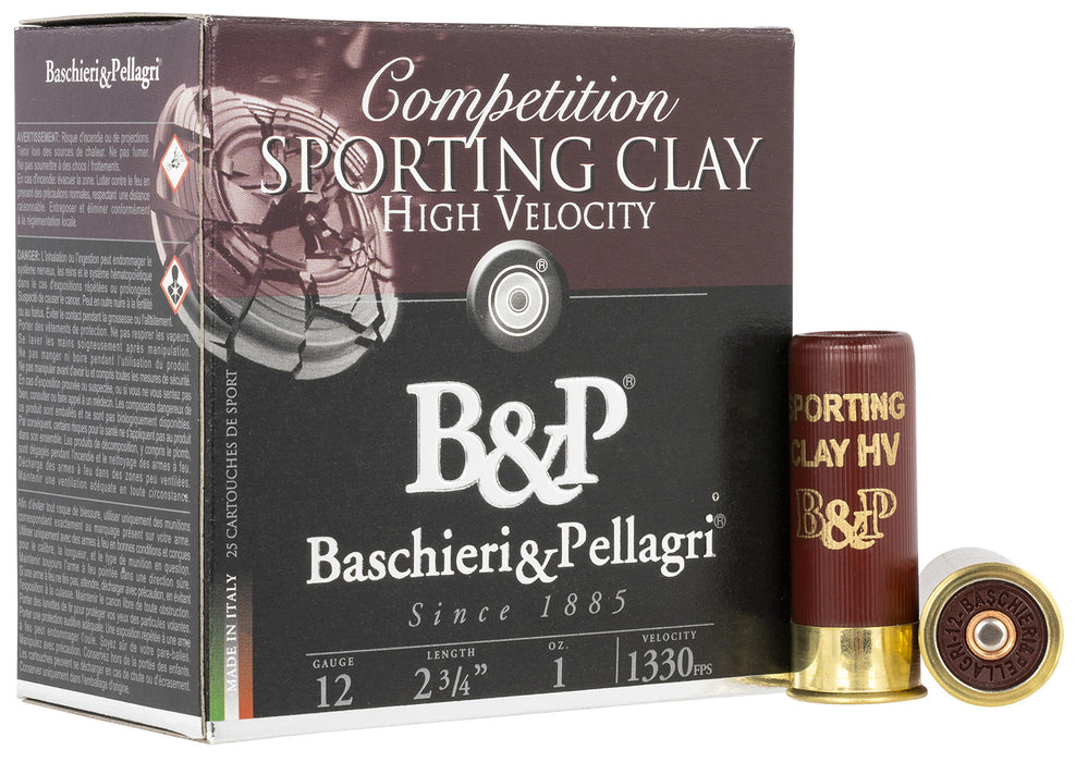 B&P 12B1SCH8 Sporting Clays High Velocity 12 Gauge 2.75" 1 oz 1330 fps 8 Shot 25 Bx/10 Cs