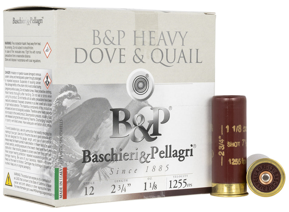B&P 12B18D75 Dove & Quail  12 Gauge 2.75" 1 1/8 oz 7.5 Shot 25 Per Box/10 Cs