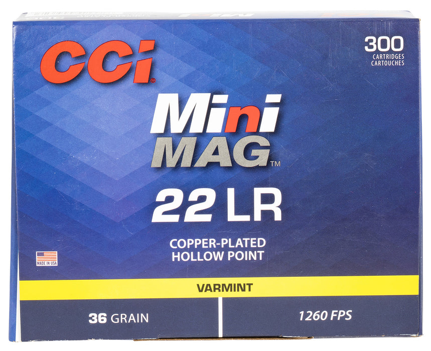 CCI 962 Mini-Mag  22 LR 36 gr 1260 fps Jacketed Hollow Point (JHP) 300 Bx/10 Cs