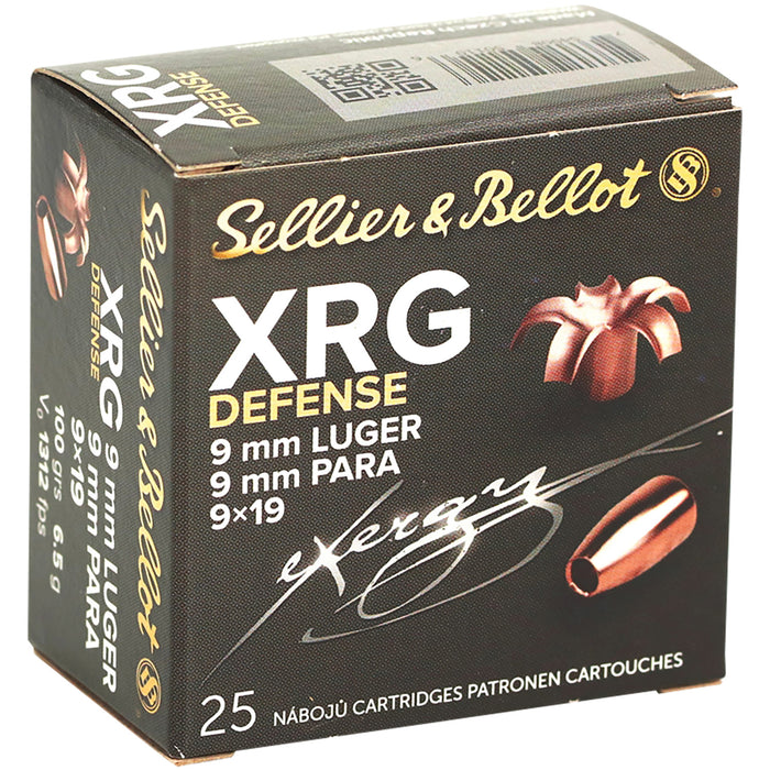 Sellier & Bellot SB9XA XRG Defense 9mmLuger 100gr Solid Copper Hollow Point 25 Per Box/40 Case