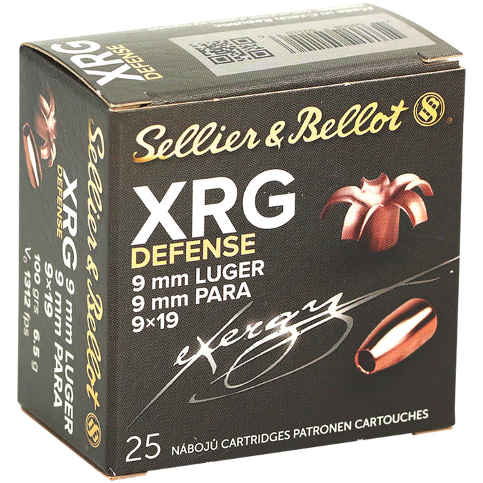 Sellier & Bellot SB9XA eXergy  9mm Luger 100 gr Solid Copper Hollow Point (SCHP) 25 Per Box/40 Cs