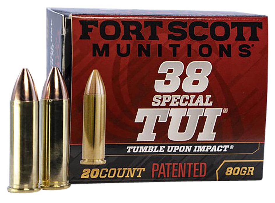 Fort Scott Munitions 38SPL080SCV Tumble Upon Impact (TUI) Self Defense .38 Special 80 gr Solid Copper Spun (SCS) 20 Per Box/ 25 Cs