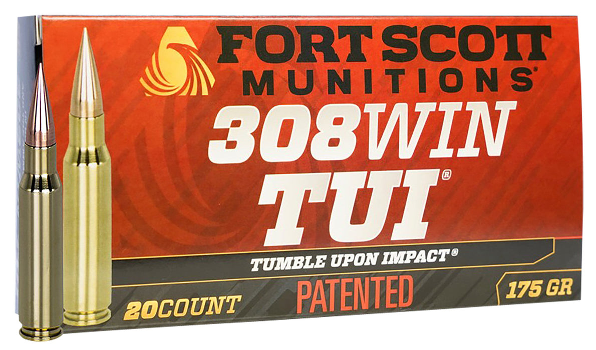 Fort Scott Munitions 308175SCV2 Tumble Upon Impact (TUI) Rifle .308 Win 175 gr Solid Copper Spun (SCS) 20 Per Box/ 10 Cs