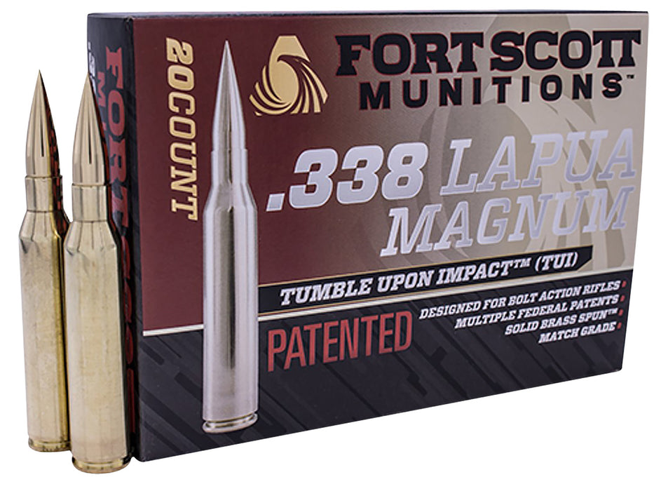 Fort Scott Munitions 338250SBV1 Tumble Upon Impact (TUI) Rifle 338 Lapua Mag 250 gr Solid Copper Spun (SCS) 20 Per Box/ 5 Cs