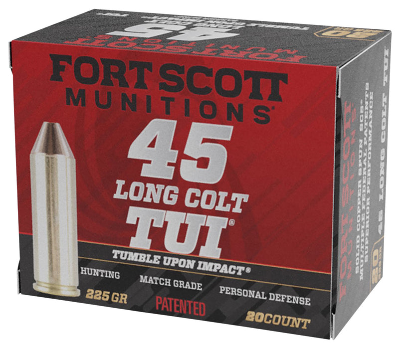 Fort Scott Munitions 45LC225SCV Tumble Upon Impact (TUI) Self Defense .45 Long Colt 225 gr Solid Copper Spun (SCS) 20 Per Box/ 25 Cs