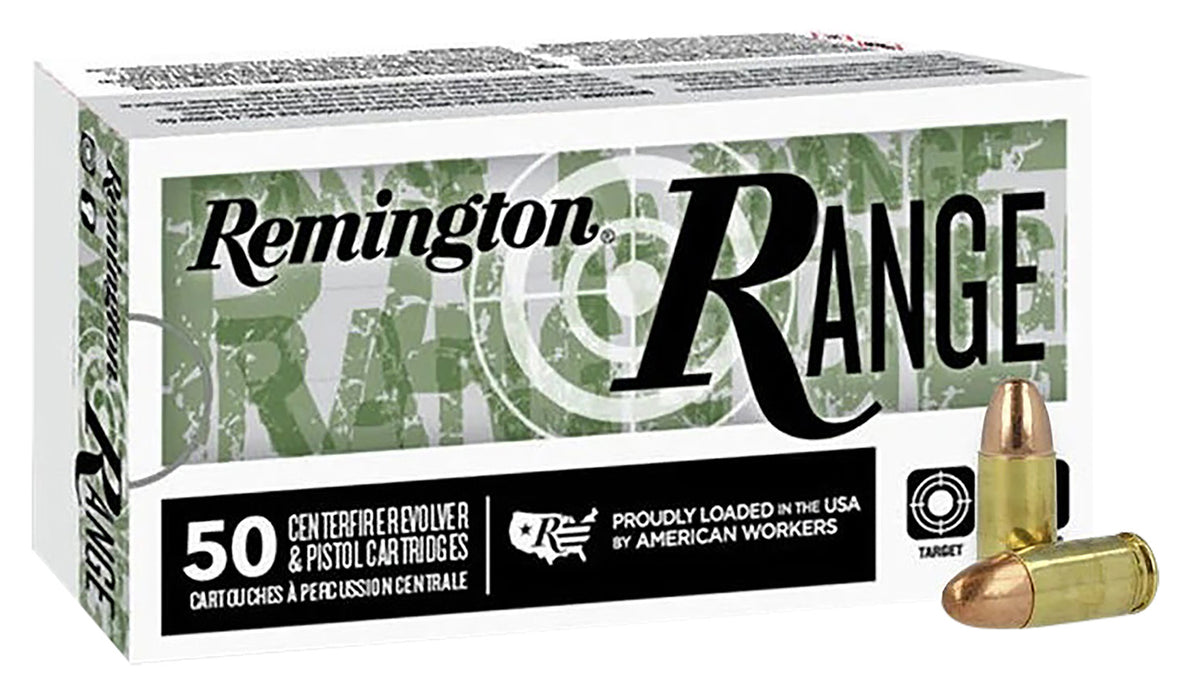 Remington Ammunition R27780 Range  9mmLuger 124gr Full Metal Jacket 50 Per Box/20 Case