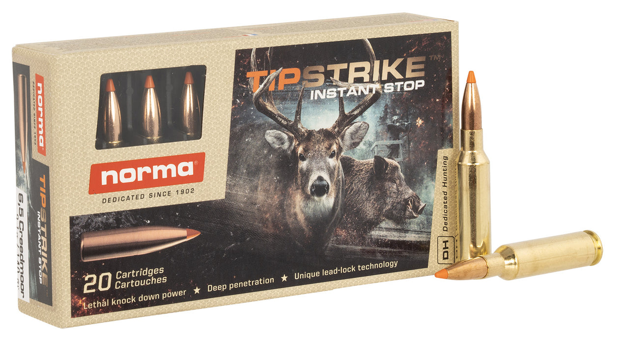 Norma Ammunition 20166512 Dedicated Hunting Tipstrike 6.5 Creedmoor 140 gr 20 Per Box/ 10 Cs