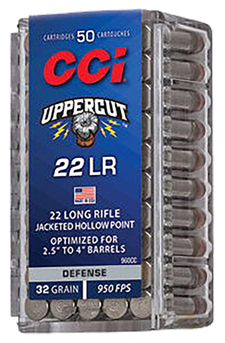 CCI 960CC Uppercut Defense 22 LR, 32 gr/ Jacketed Hollow Point (JHP), 50 Per Box/ 100 Cs