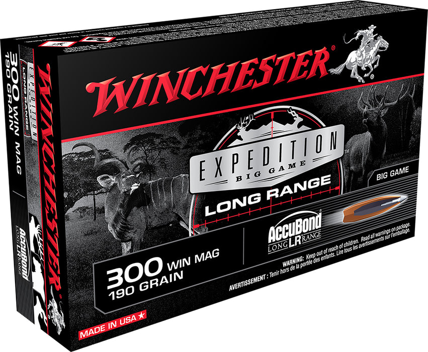 Winchester Ammo S300LR Expedition Big Game Long Range 300 Win Mag 190 gr Nosler AccuBond Long-Range 20 Per Box/10 Cs