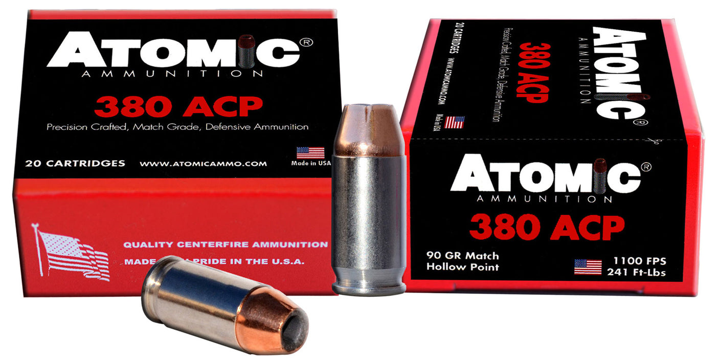 Atomic Ammunition 00453 Pistol  380 ACP 90 gr Hollow Point (HP) 20 Per Box/10 Cs