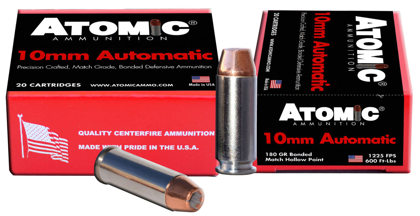 Atomic Ammunition 00457 Pistol  10mm Auto 180 gr Bonded Match Hollow Point 20 Per Box/10 Cs