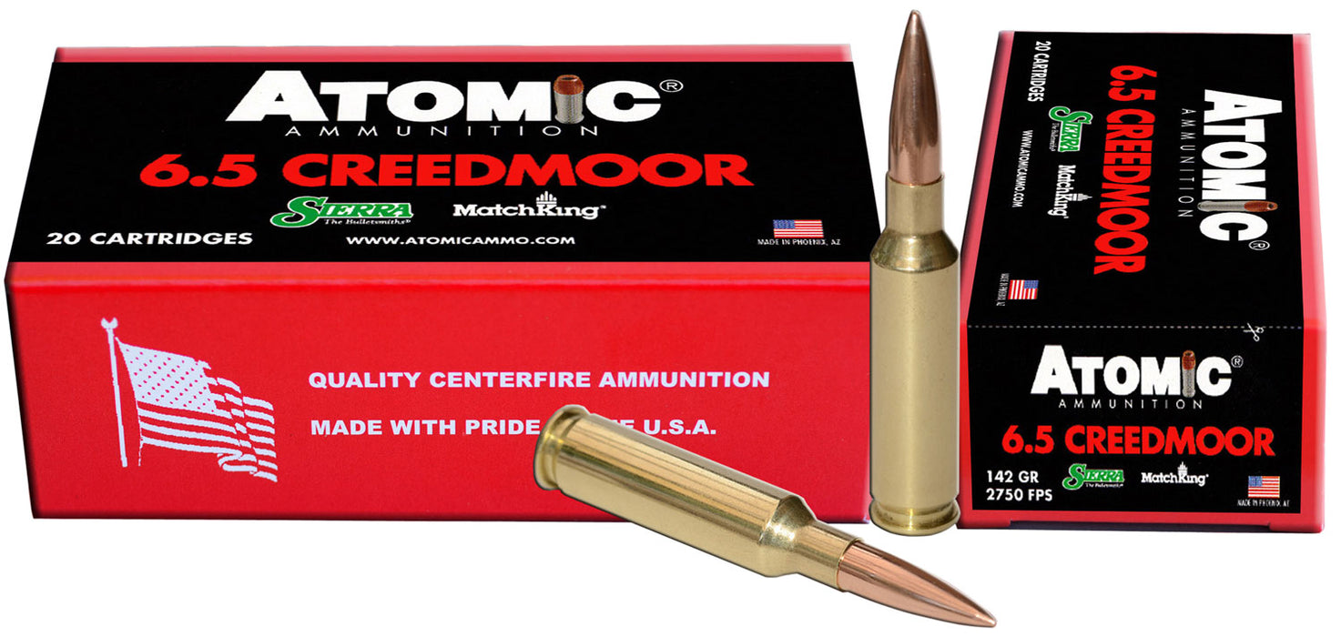 Atomic Ammunition 00404 Rifle  6.5 Creedmoor 142 gr Hollow Point Match 20 Per Box/10 Cs