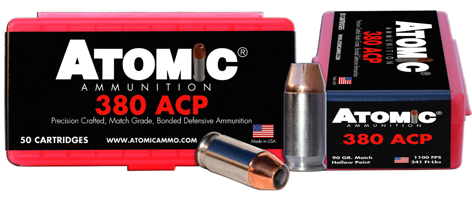 Atomic Ammunition 00414 Pistol  380 ACP 90 gr Hollow Point (HP) 50 Per Box/10 Cs