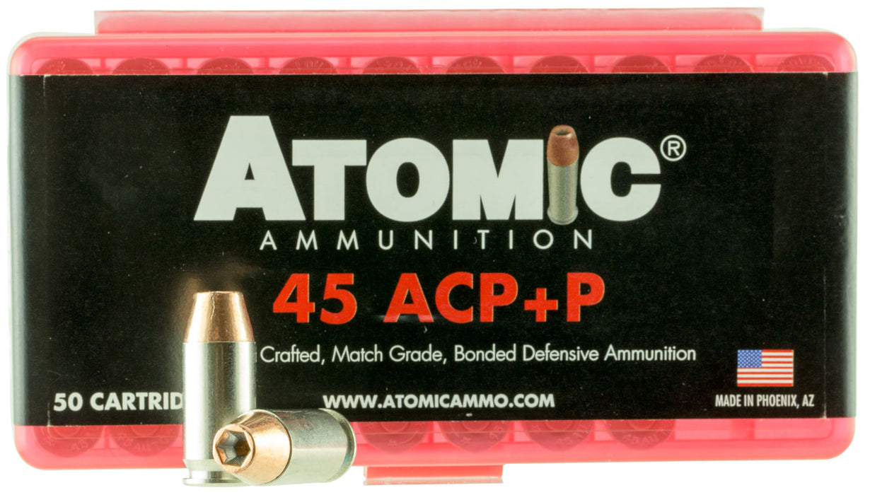 Atomic Ammunition 00412 Pistol  45 ACP +P 185 gr Bonded Match Hollow Point 50 Per Box/10 Cs