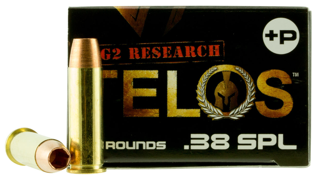 G2 Research TELOS 38SPL+ Telos  38 Special +P 105 gr 1170 fps Fracturing Copper Hollow Point (FCHP) 20 Bx/25 Cs