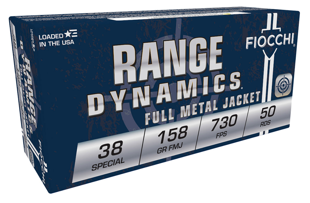 Fiocchi 38G Range Dynamics  38 Special 158 gr 730 fps Full Metal Jacket (FMJ) 50 Bx/20 Cs