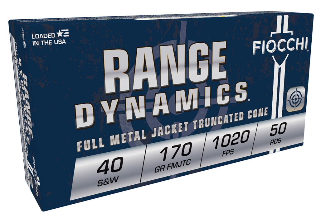 Fiocchi 40SWA Range Dynamics  40 S&W 170 gr 1020 fps Full Metal Jacket Truncated-Cone (TCFMJ) 50 Bx/20 Cs