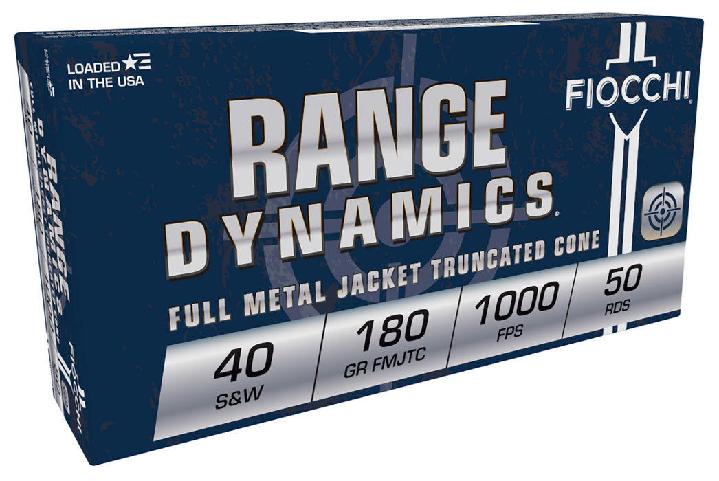Fiocchi 40SWD Range Dynamics  40 S&W 180 gr 1000 fps Full Metal Jacket Truncated-Cone (TCFMJ) 50 Bx/20 Cs
