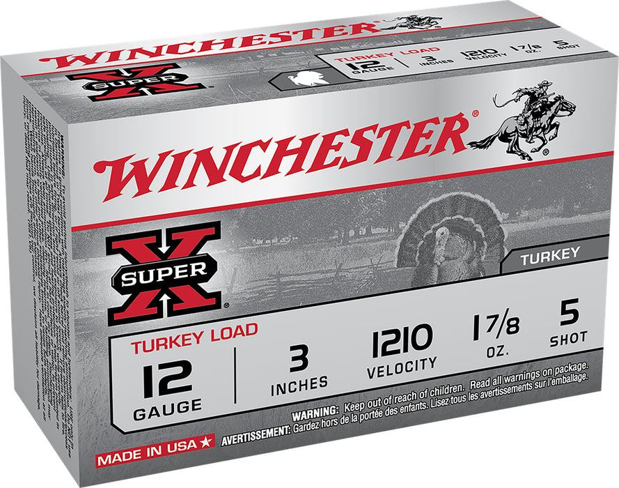 Winchester Ammo X123MT5 Super X Magnum Turkey 12 Gauge 3" 1 7/8 oz 1210 fps Copper-Plated 5 Shot 10 Bx/10 Cs