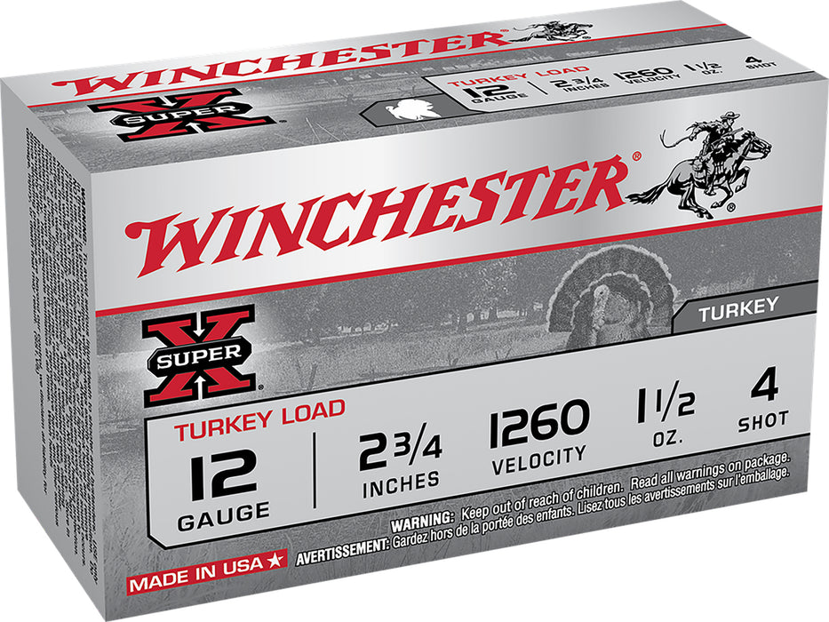 Winchester Ammo X12MT4 Super X Magnum Turkey 12 Gauge 2.75" 1 1/2 oz 1260 fps Copper-Plated 4 Shot 10 Bx/10 Cs