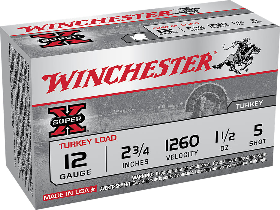Winchester Ammo X12MT5 Super X Magnum Turkey 12 Gauge 2.75" 1 1/2 oz 1260 fps Copper-Plated 5 Shot 10 Bx/10 Cs