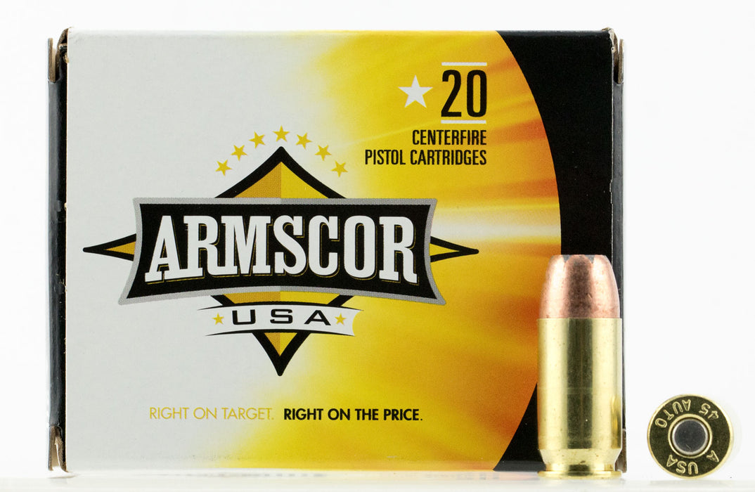 Armscor AC45A10N USA  45 ACP 230 gr Jacketed Hollow Point (JHP) 20 Per Box/25 Cs