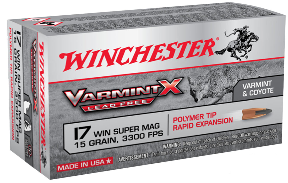 Winchester Ammo X17W15PLF Varmint X Lead Free 17 WSM 15 gr Polymer Tip Rapid Expansion 50 Bx/10 Cs