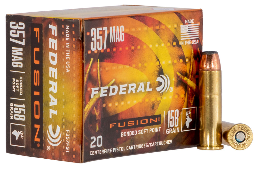 Federal F357FS1 Fusion  357 Mag 158 gr Bonded Soft Point 20 Per Box/10 Cs