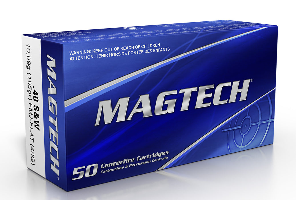 Magtech 40G Range/Training  40 S&W 165 gr 1050 fps Full Metal Jacket Flat Nose (FMJFN) 50 Bx/20 Cs