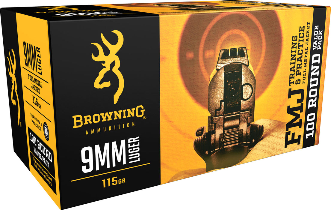 Browning Ammo B191800094 BPT Performance Target 9mm Luger 115 gr Full Metal Jacket (FMJ) 100 Per Box/5 Cs (Value Pack)