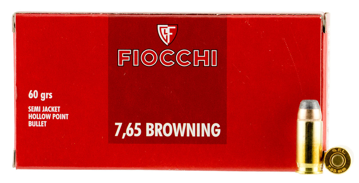 Fiocchi 32SJHP Shooting Dynamics  32 ACP 60 gr 1100 fps Semi-Jacketed Hollow Point (SJHP) 50 Bx/20 Cs