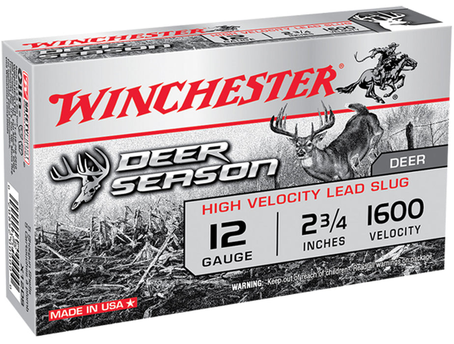 Winchester Ammo X12DS Deer Season High Velocity 12 Gauge 2.75" 1 1/8 oz 1600 fps Slug Shot 5 Bx/20 Cs