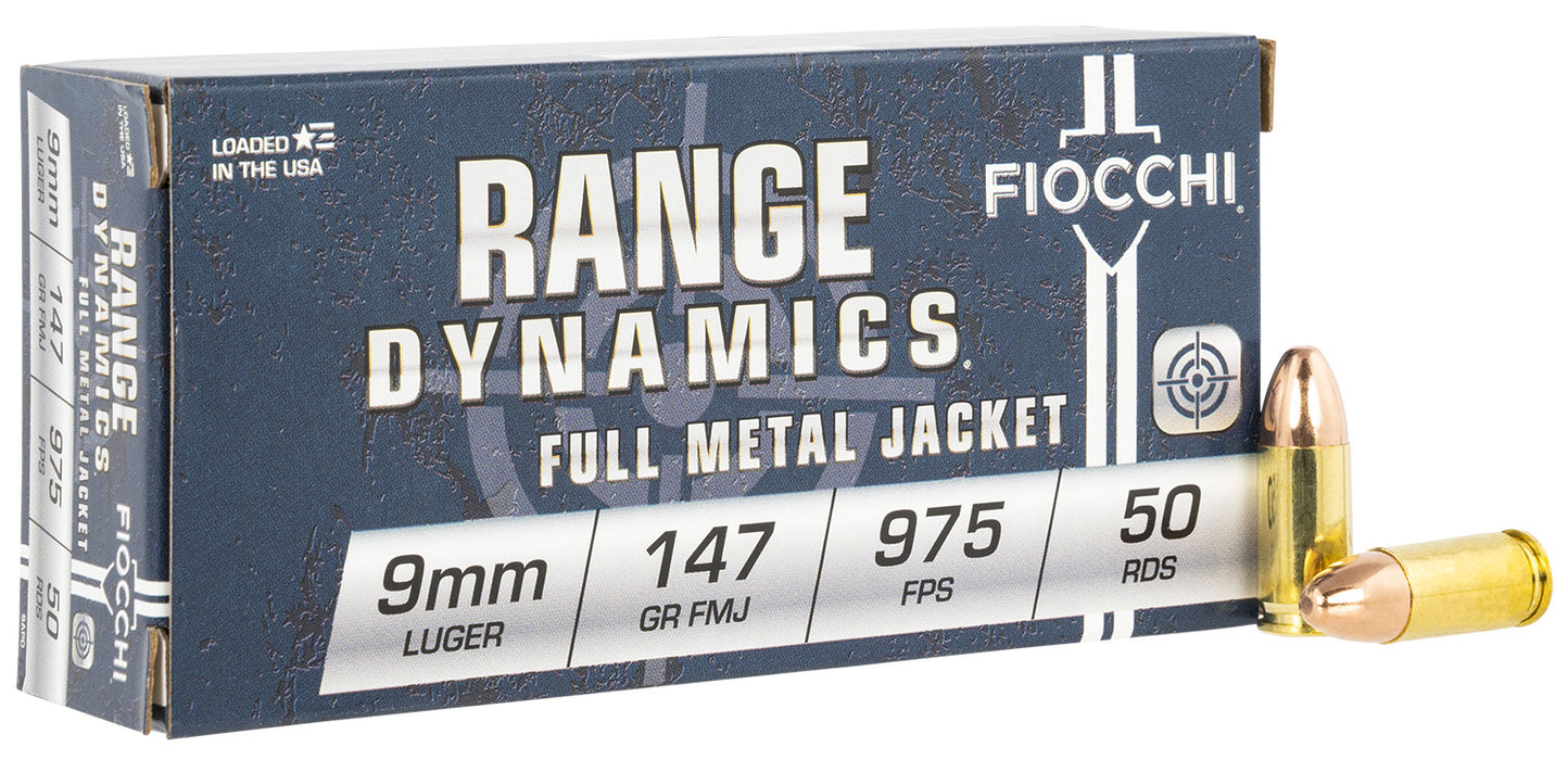 Fiocchi 9APD Range Dynamics  9mm Luger 147 gr 975 fps Full Metal Jacket (FMJ) 50 Bx/20 Cs