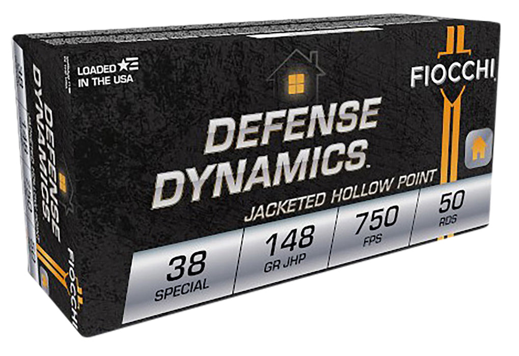 Fiocchi 38E Defense Dynamics Defense 38 Special 148 gr Jacketed Hollow Point (JHP) 50 Per Box/ 20 Cs