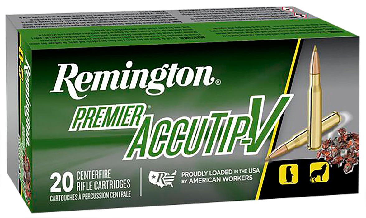 Remington Ammunition 29174 Premier AccuTip-V  222 Rem 50 gr 3140 fps AccuTip-V Boat-Tail (ATVBT) 20 Bx/10 Cs
