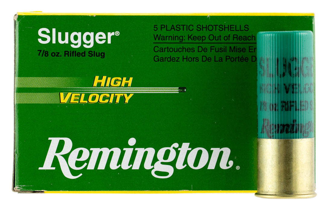 Remington Ammunition 28604 Slugger High Velocity 12 Gauge 3" 7/8 oz 1875 fps Rifled Slug Shot 5 Bx/50 Cs