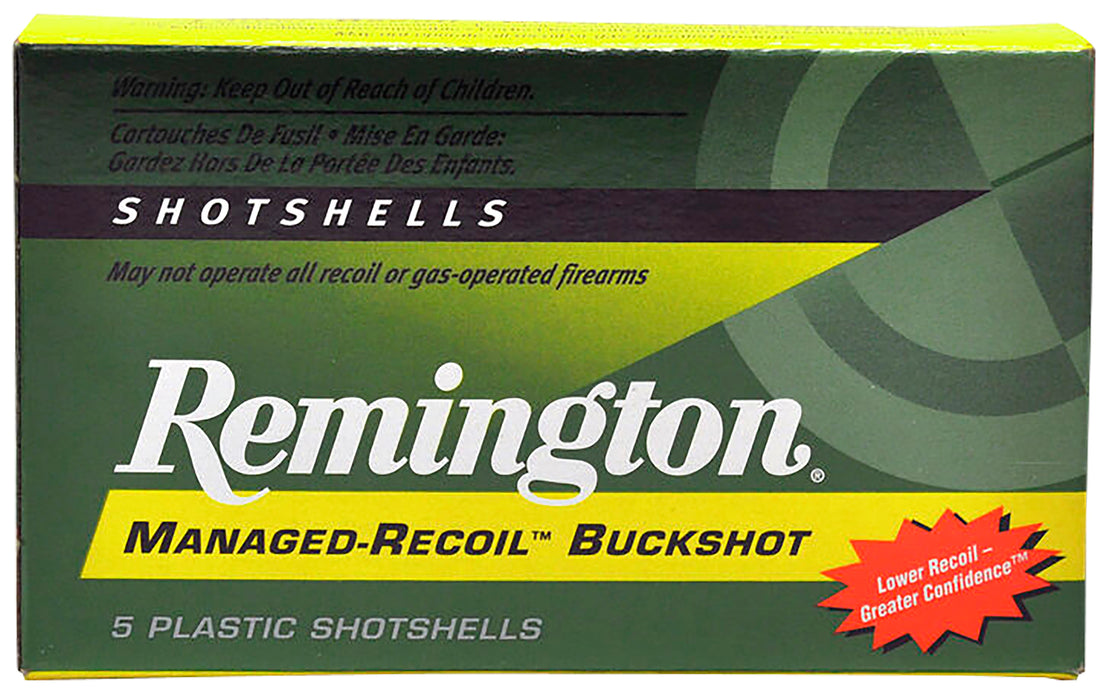 Remington Ammunition 20282 Managed Recoil  12 Gauge 2.75" 8 Pellets 1200 fps 00 Buck Shot 5 Bx/20 Cs