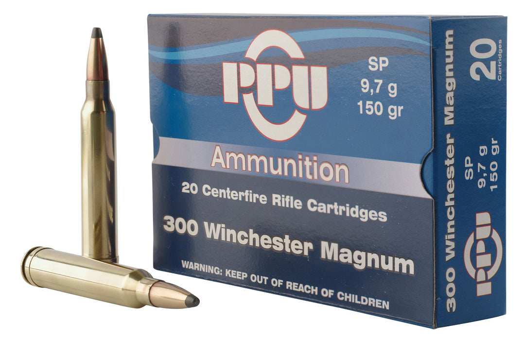 PPU PP3001 Standard Rifle  300 Win Mag 150 gr 3250 fps Soft Point (SP) 20 Bx/10 Cs