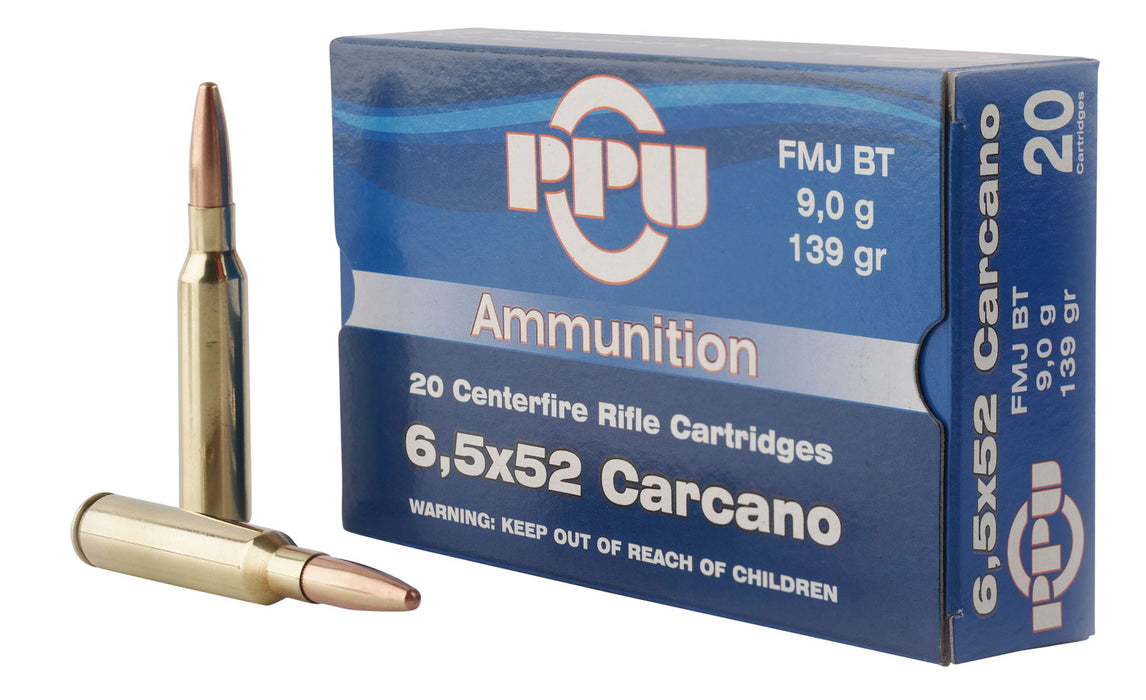 PPU PP6CF Metric Rifle  6.5x52mmCarcano 139gr Full Metal Jacket Boat Tail 20 Per Box/10 Case